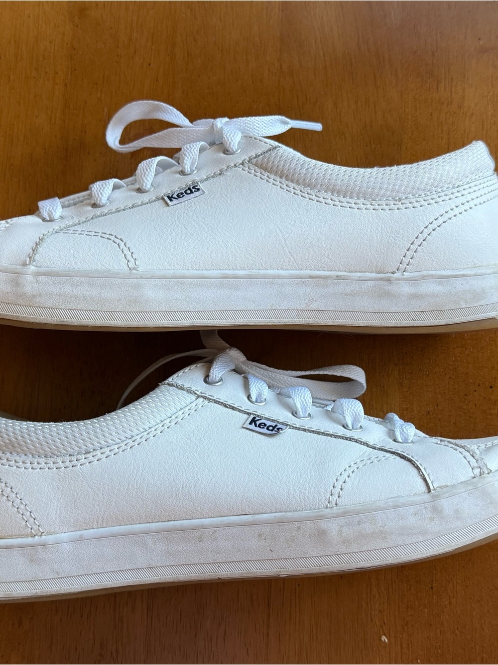 Keds White Low-Top Leather Lace Sneakers - Picture 5 of 7